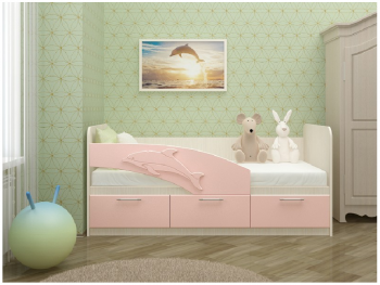 Дельфин-3 Кровать детская 3 ящика с ручками 1.8 Розовый глянец в Хорошем - horoshee.mebel54.com | фото