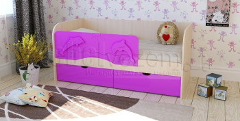 Друзья Кровать детская 2 ящика 1.8 Фиолетовый глянец в Хорошем - horoshee.mebel54.com | фото