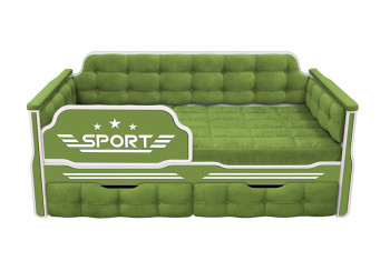 Кровать 190 серии Спорт 2 ящика 76 Зелёный (мягкие боковые накладки) в Хорошем - horoshee.mebel54.com | фото