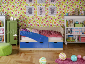 Кровать Бабочки 1,6м (Синий металлик) в Хорошем - horoshee.mebel54.com | фото