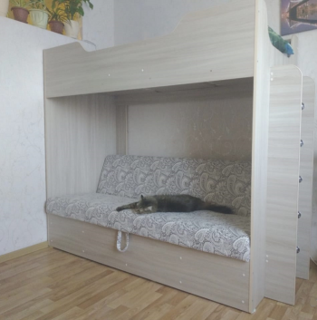 Кровать двухъярусная с диваном (Беленый дуб) в Хорошем - horoshee.mebel54.com | фото