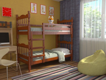 Кровать двухъярусная Соня из массива сосны 800*1890 Орех в Хорошем - horoshee.mebel54.com | фото