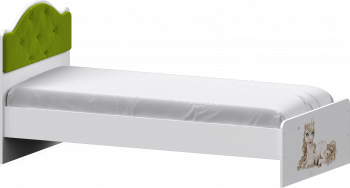 Кровать Каспер с мягкой спинкой и фотопечатью (900х2000)Белый/Лайм в Хорошем - horoshee.mebel54.com | фото