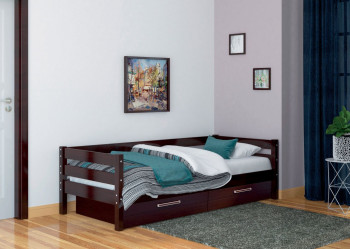 Кровать одинарная ГЛОРИЯ из массива сосны  900*2000 (Орех Тёмный) в Хорошем - horoshee.mebel54.com | фото