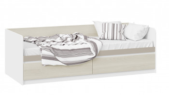 Кровать «Сканди» с 2 ящиками Дуб Гарден/Белый/Глиняный серый в Хорошем - horoshee.mebel54.com | фото
