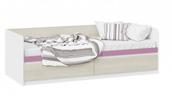 Кровать «Сканди» с 2 ящиками Дуб Гарден/Белый/Лиловый в Хорошем - horoshee.mebel54.com | фото
