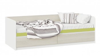 Кровать «Сканди» с 2 ящиками Дуб Гарден/Белый/Зеленый в Хорошем - horoshee.mebel54.com | фото