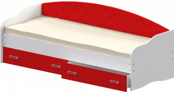 Кровать Софа-7 с мягкой спинкой (800х1900) Белый/Красный в Хорошем - horoshee.mebel54.com | фото