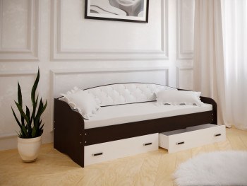 Кровать Софа-7 с мягкой спинкой (800х1900) Венге/ Белый в Хорошем - horoshee.mebel54.com | фото