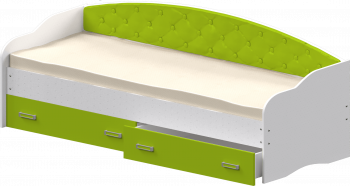 Кровать Софа-8 с мягкой спинкой (900х2000) Белый/Лайм в Хорошем - horoshee.mebel54.com | фото