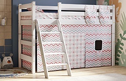 Кровать Соня вариант 6 полувысокая с наклонной лестницей Белый полупрозрачный в Хорошем - horoshee.mebel54.com | фото