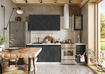 Кухонный гарнитур Нувель 1800мм белый/бетон черный в Хорошем - horoshee.mebel54.com | фото