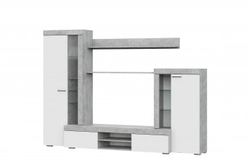 Мебель для гостиной МГС 5 Цемент светлый / Белый в Хорошем - horoshee.mebel54.com | фото