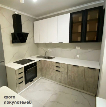 Модульная кухня Норд 1,6 м (Софт даймонд/Камень беж/Белый) в Хорошем - horoshee.mebel54.com | фото