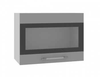 Норд ШВГС 600 Шкаф верхний горизонтальный со стеклом (Софт черный/корпус Белый) в Хорошем - horoshee.mebel54.com | фото