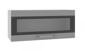 Норд ШВГС 800 Шкаф верхний горизонтальный со стеклом (Софт черный/корпус Белый) в Хорошем - horoshee.mebel54.com | фото