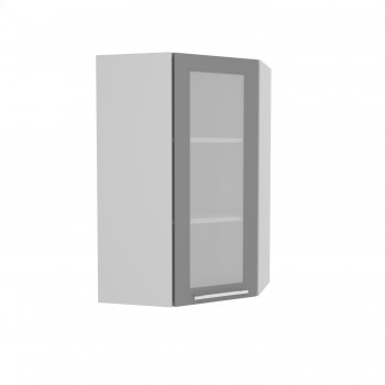 Норд ШВУС 600Н Шкаф верхний угловой (премьер) высокий (Софт черный/корпус Белый) в Хорошем - horoshee.mebel54.com | фото