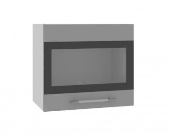 Ройс ВПГСФ 500 Шкаф верхний горизонтальный со стеклом с фотопечатью высокий (Графит софт/корпус Серый) в Хорошем - horoshee.mebel54.com | фото