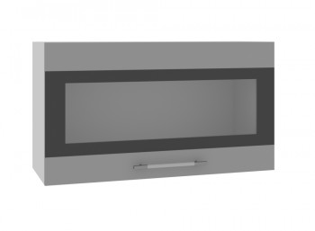 Ройс ВПГСФ 800 Шкаф верхний горизонтальный со стеклом с фотопечатью высокий (Графит софт/корпус Серый) в Хорошем - horoshee.mebel54.com | фото