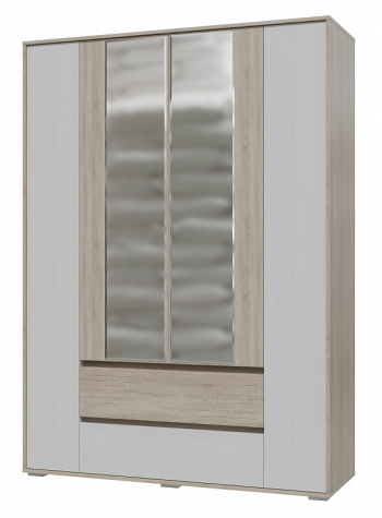 Шкаф 4-х дверный с ящиками Мальта 1600 Дуб сонома/Рамух белый в Хорошем - horoshee.mebel54.com | фото