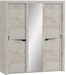 Шкаф трехдверный Соренто с раздвижными дверями Дуб бонифаций/Кофе структурный матовый в Хорошем - horoshee.mebel54.com | фото