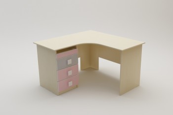 Стол угловой Грэйси (Розовый/Серый/корпус Клен) в Хорошем - horoshee.mebel54.com | фото